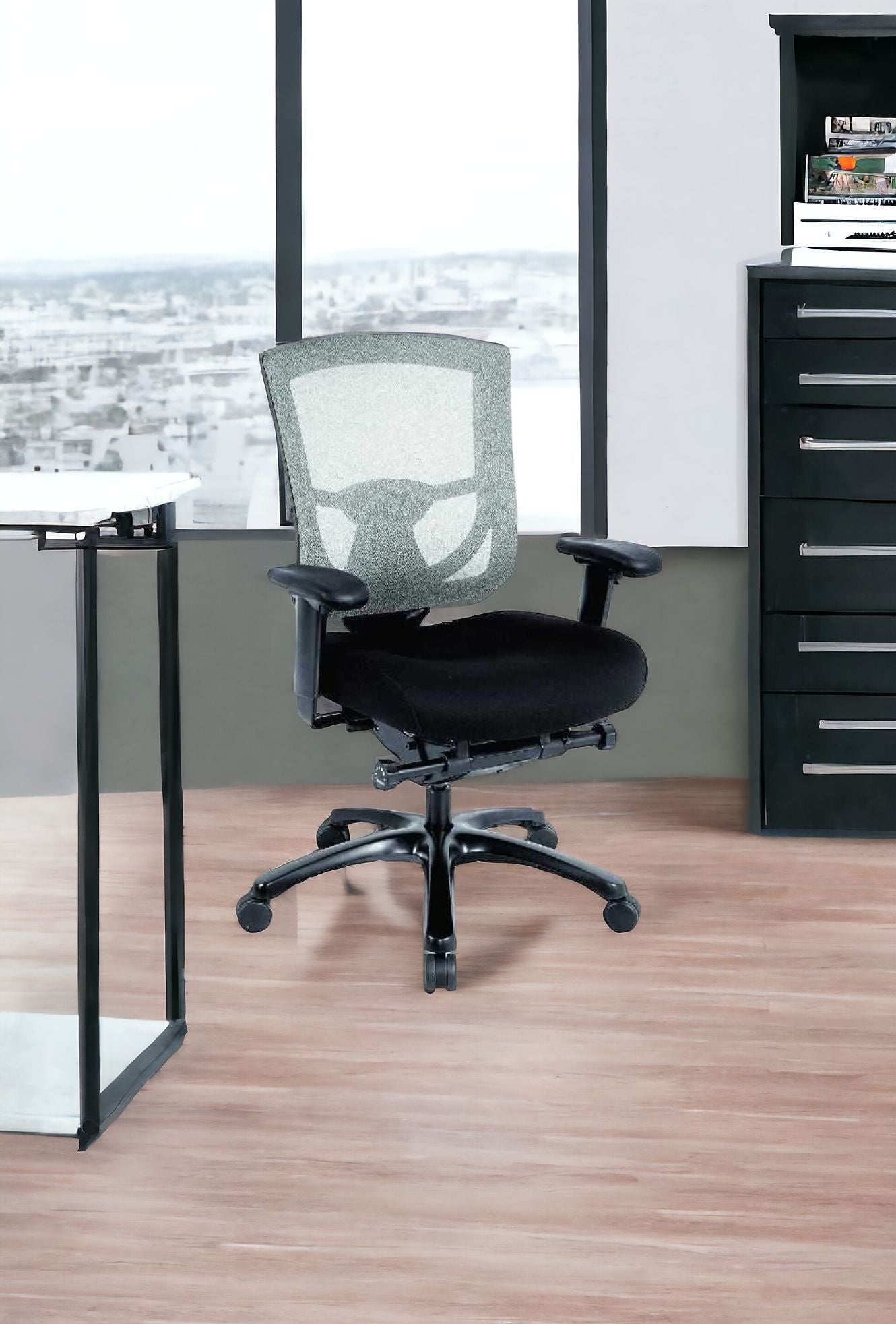 Black Adjustable Swivel Mesh Rolling Office Chair