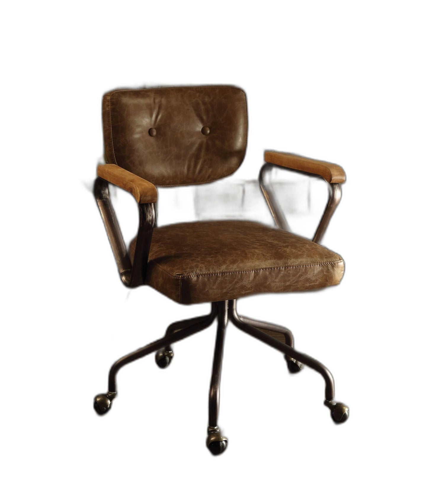 24" X 25" X 32" Vintage Whiskey Leather Office Chair