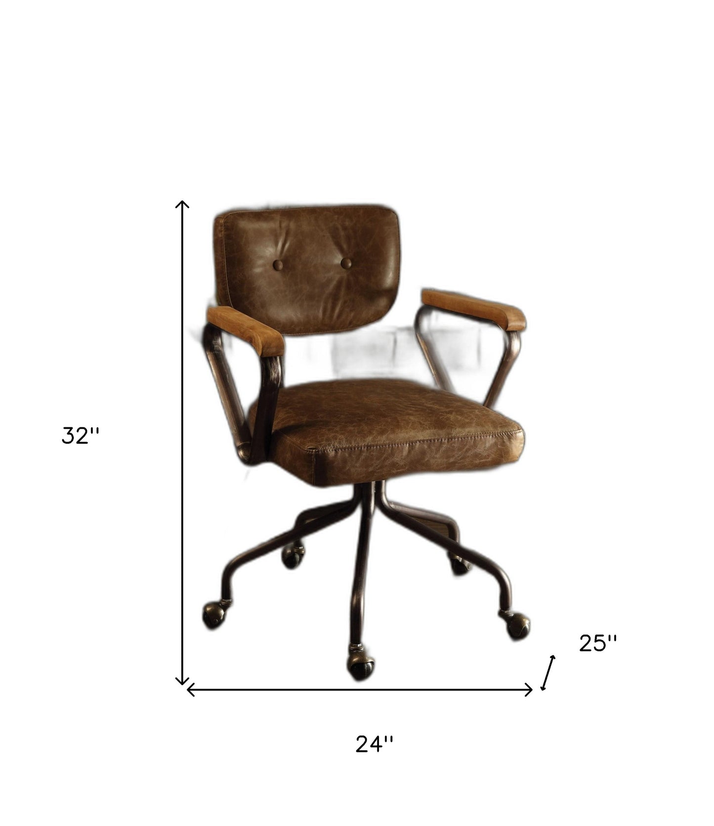24" X 25" X 32" Vintage Whiskey Leather Office Chair