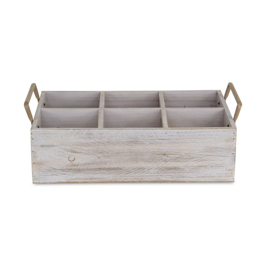 Rustic Graywash Six Slot Wooden Caddy