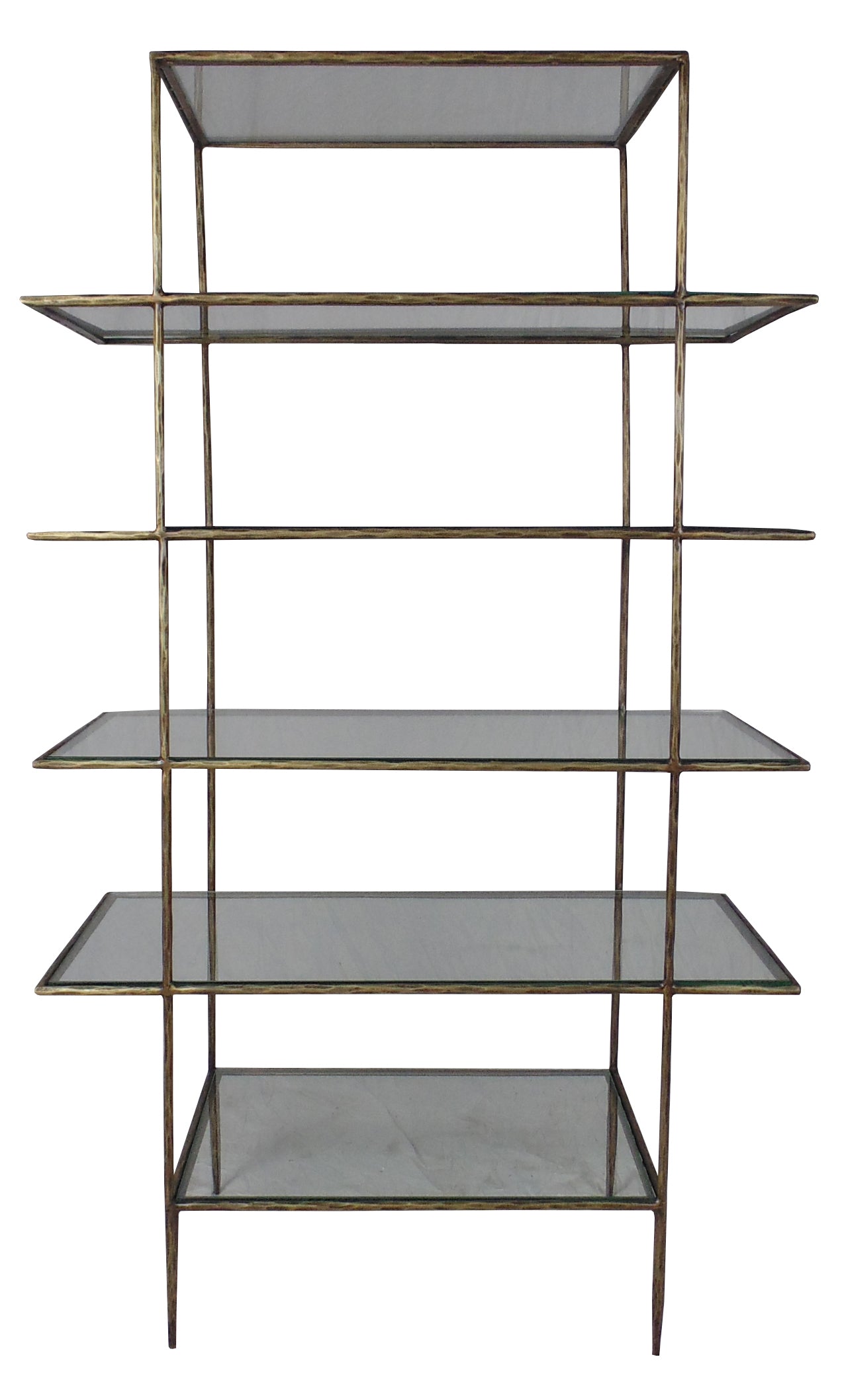 59" Iron and Glass Five Tier Etagere Bookcase