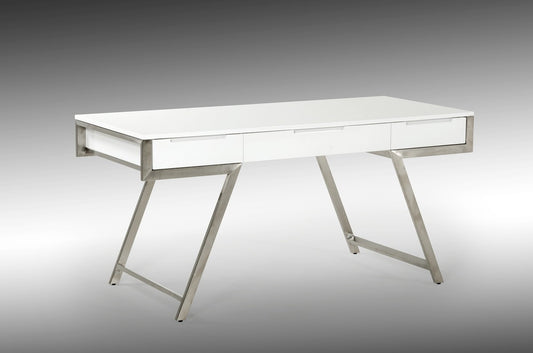 63" White Modern High Gloss Rectangular Writing Desk