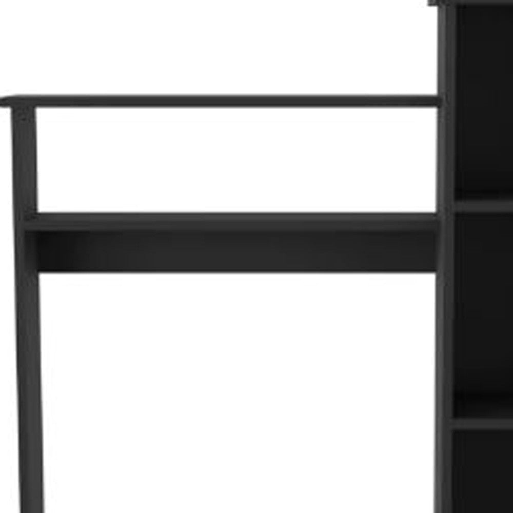 Modern Black Office Desk with Storage Cabinet
