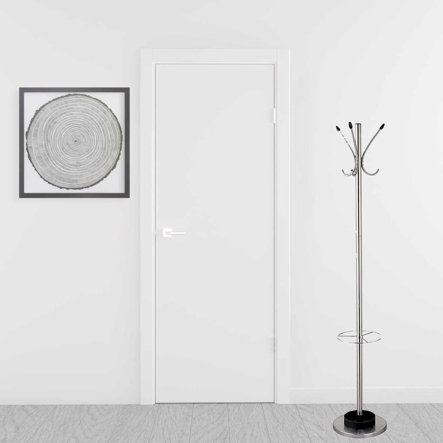 13" X 68" Brushed Steel Brushed Steel Stand Coat Rack