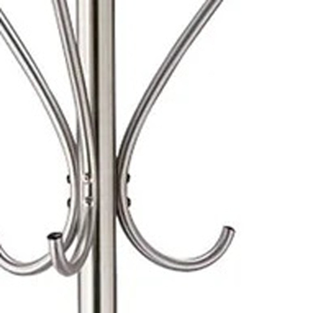 13" X 68" Brushed Steel Brushed Steel Stand Coat Rack