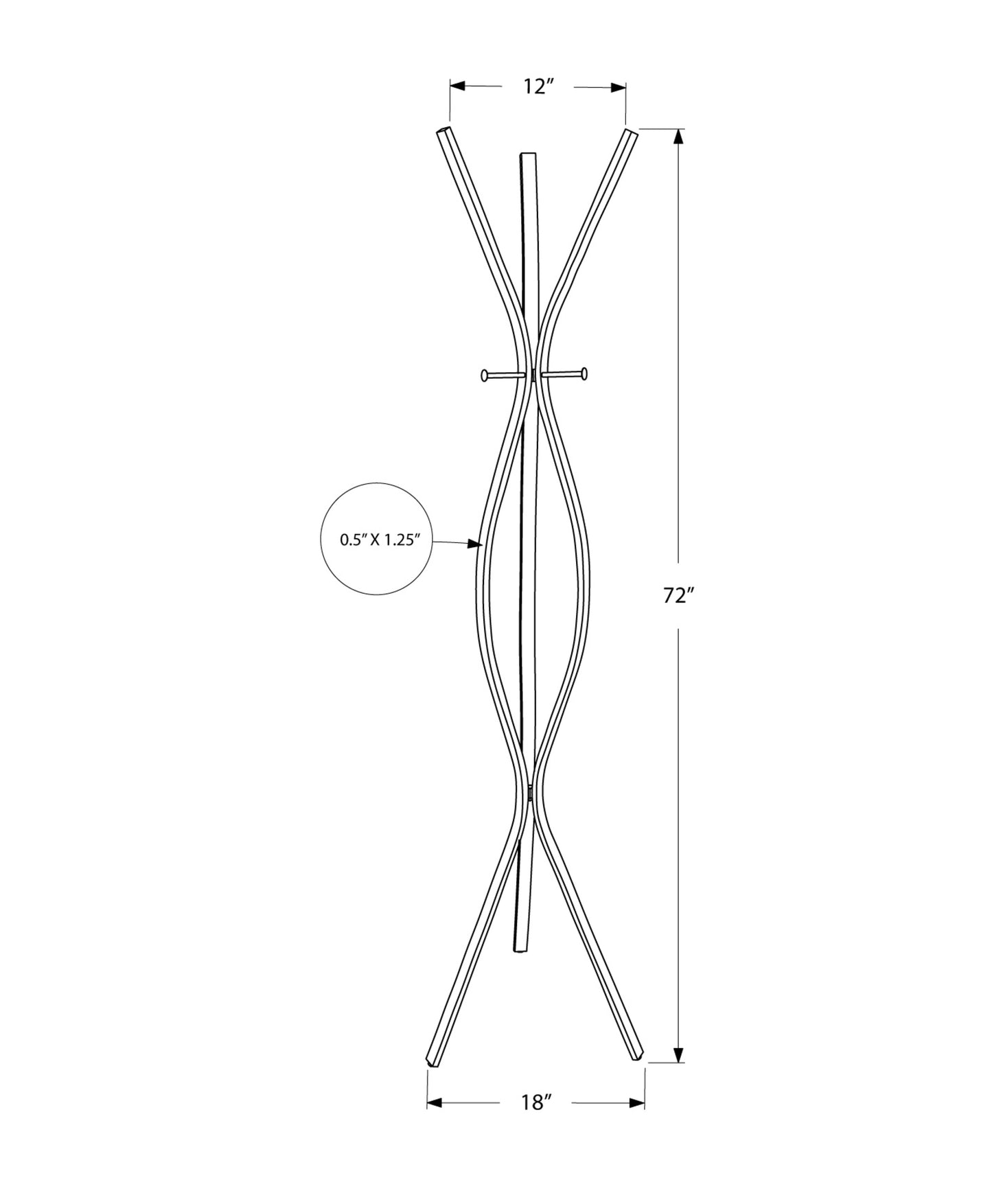 12" X 18" X 72" Cappuccino Metal Coat Rack