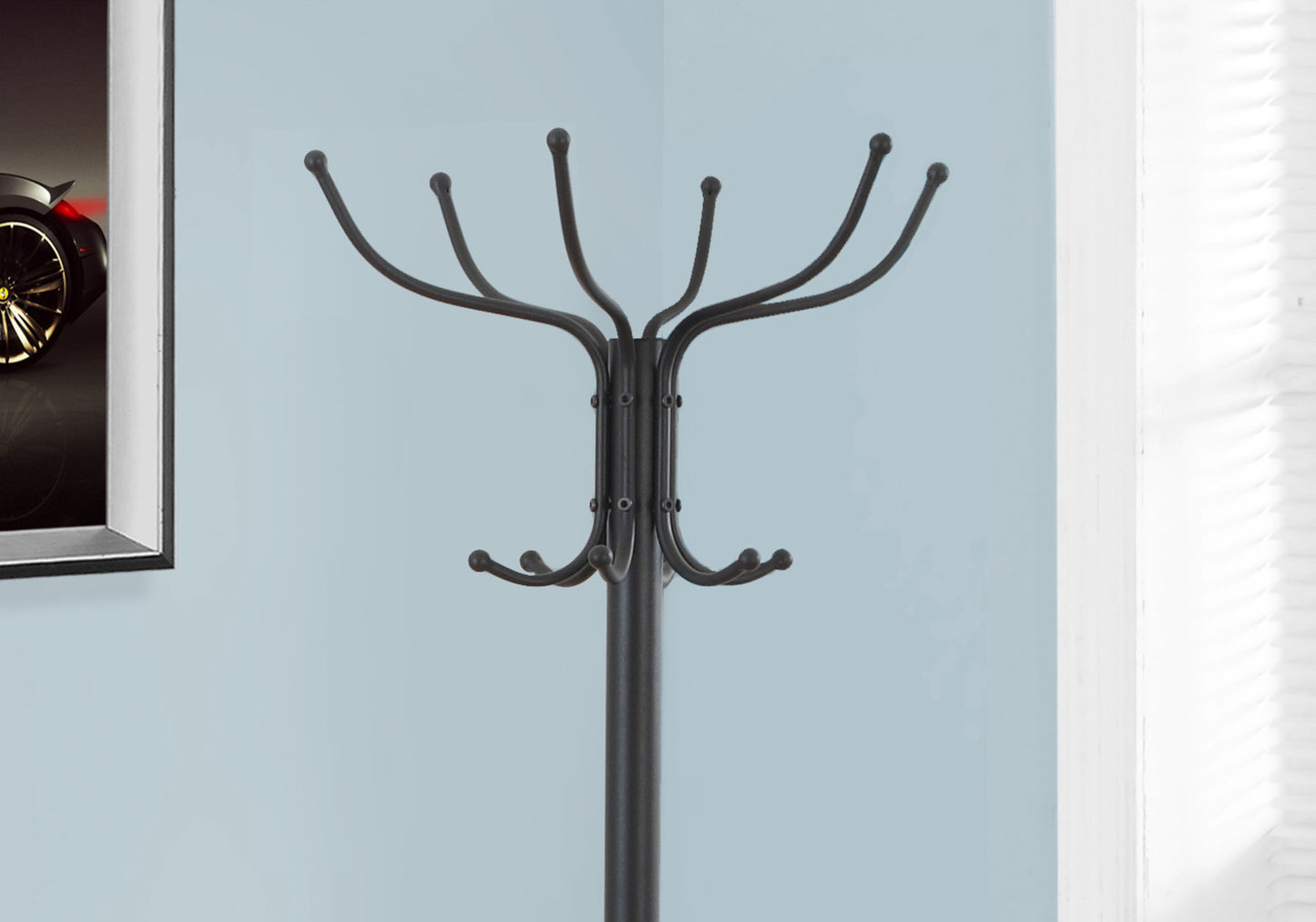 18" X 18" X 70" Black Metal Coat Rack