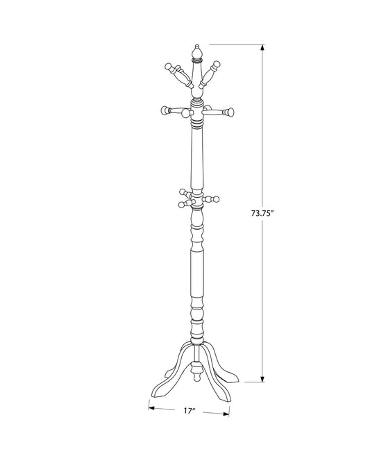 Cherry Solid Wood Finish Coat Rack With Triple Tiered Coat Stand