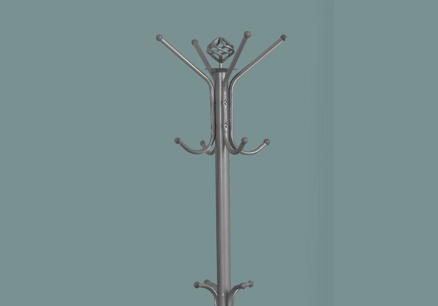 19" X 19" X 70" Silver Metal Coat Rack