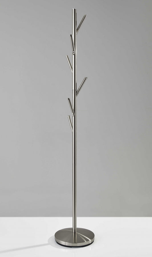 12" X 67" Brushed Steel Brushed Steel Coat Rack