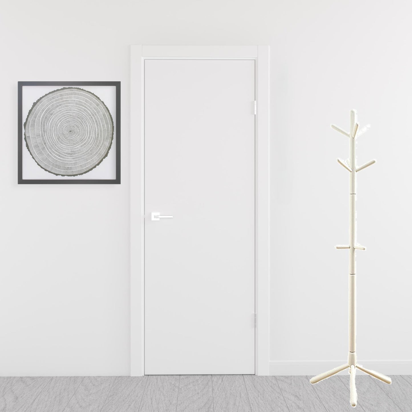 16.25" X 16.25" X 69" White Solid Wood Coat Rack