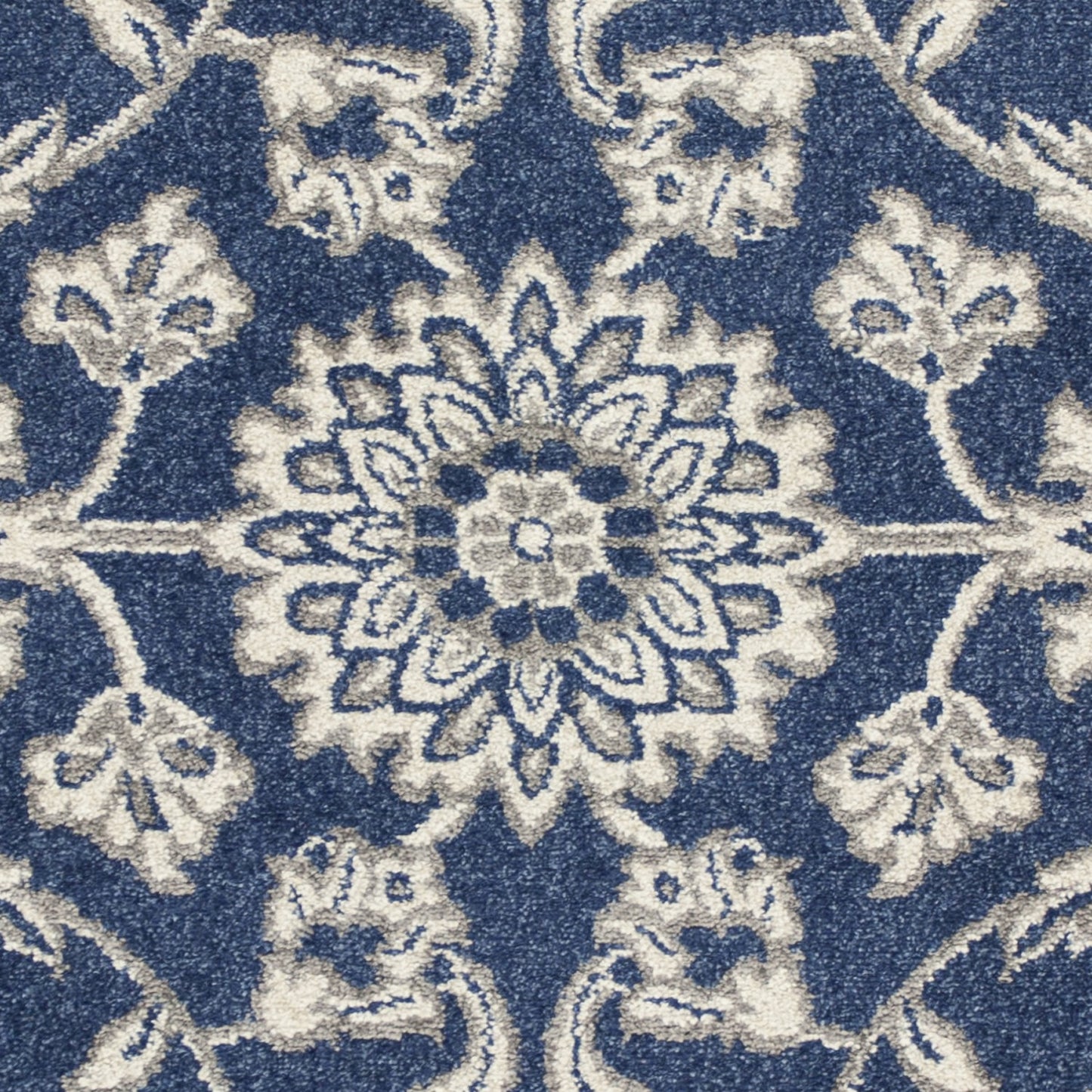 8' X 11' Denim Blue Floral Indoor Outdoor Area Rug
