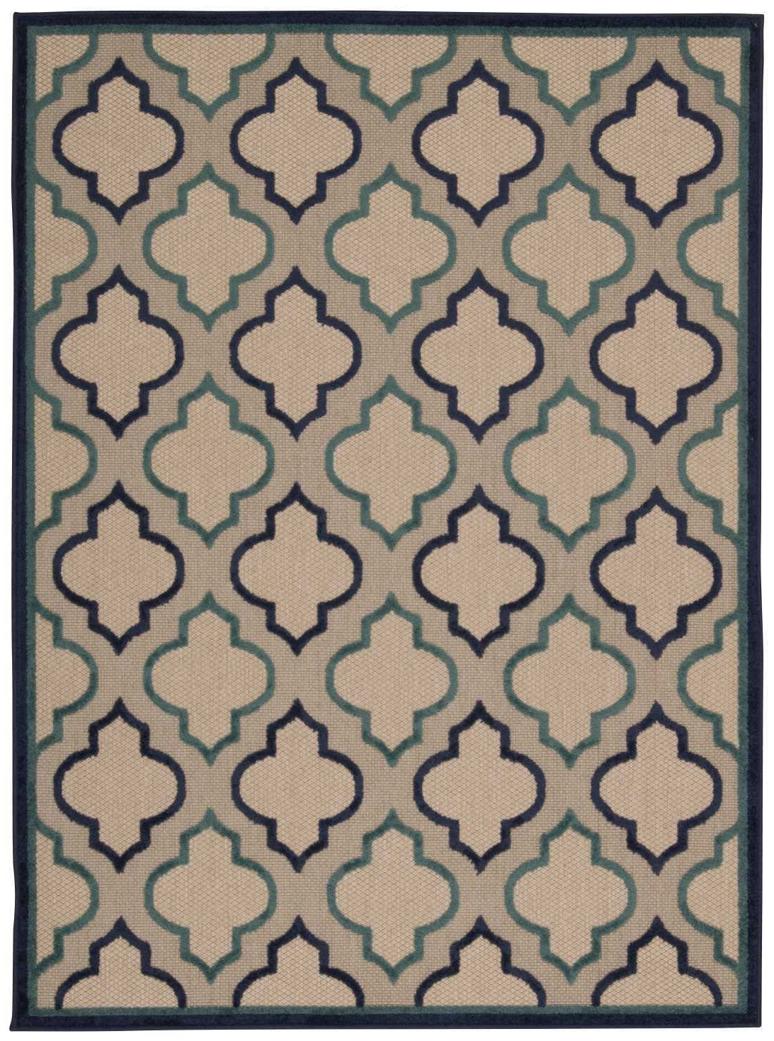 5' X 8' Blue And Ivory Indoor Outdoor Area Rug