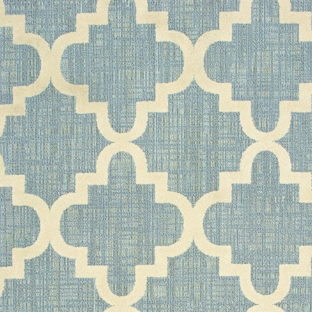 7' x 10' Blue and Ivory Moroccan Indoor Outdoor Area Rug