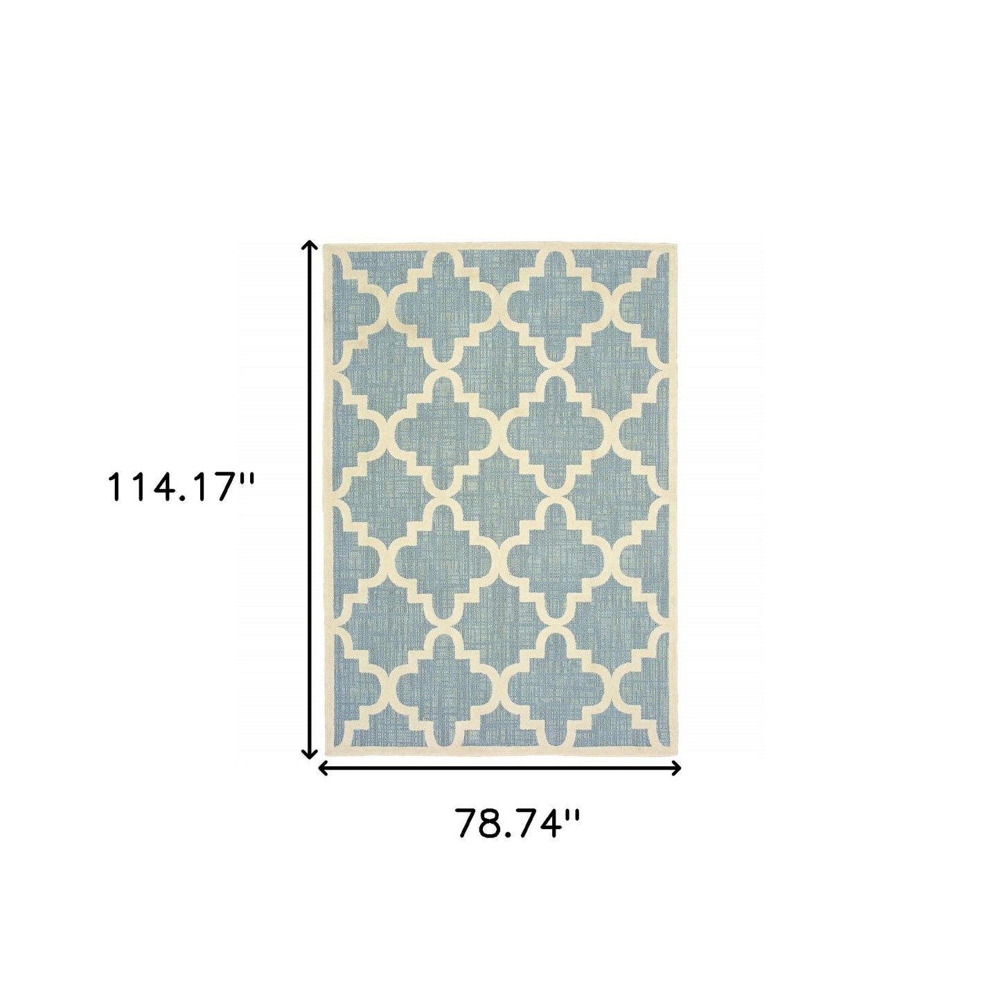 7' x 10' Blue and Ivory Moroccan Indoor Outdoor Area Rug