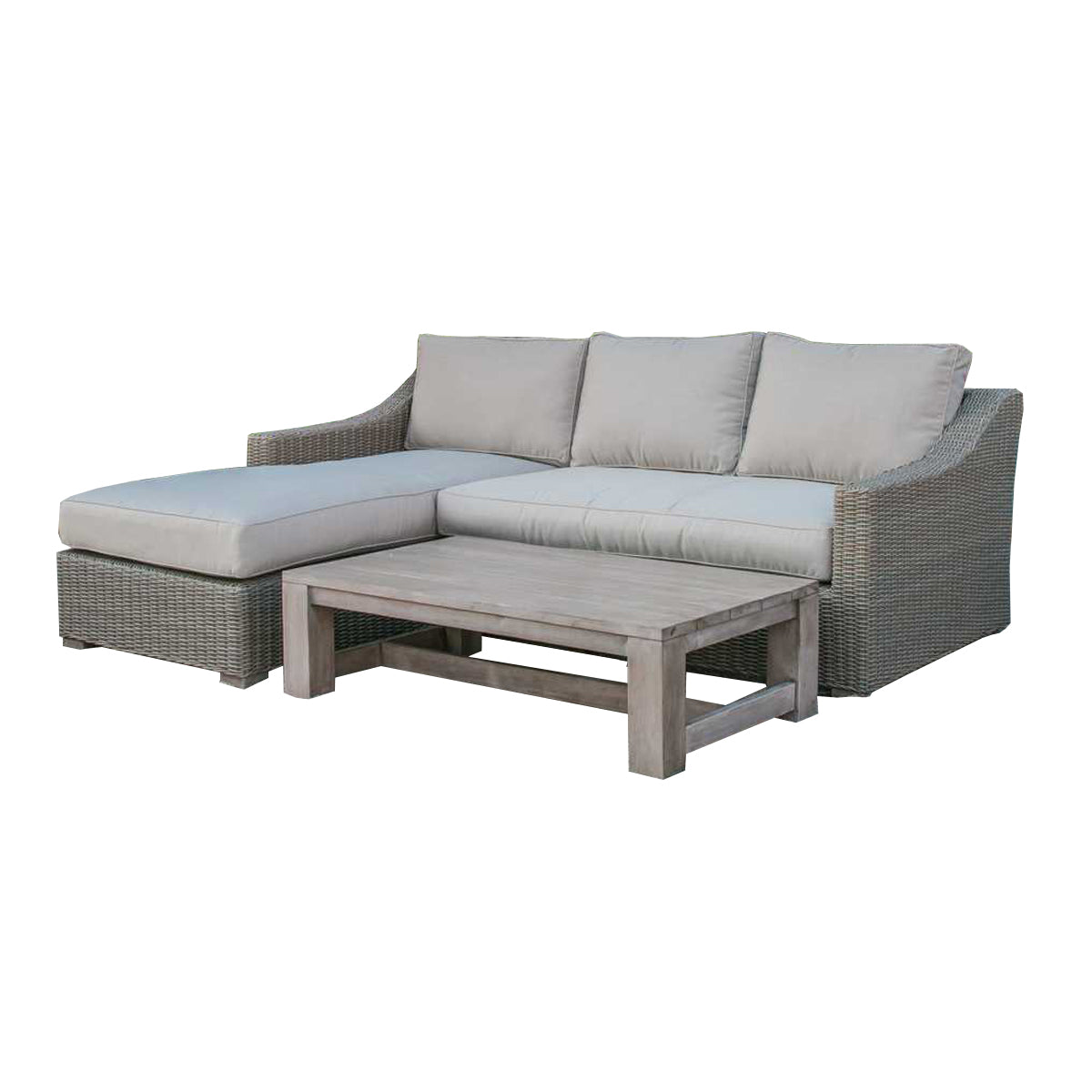 30" Aluminum Wood And Rattan Sectional Sofa Set