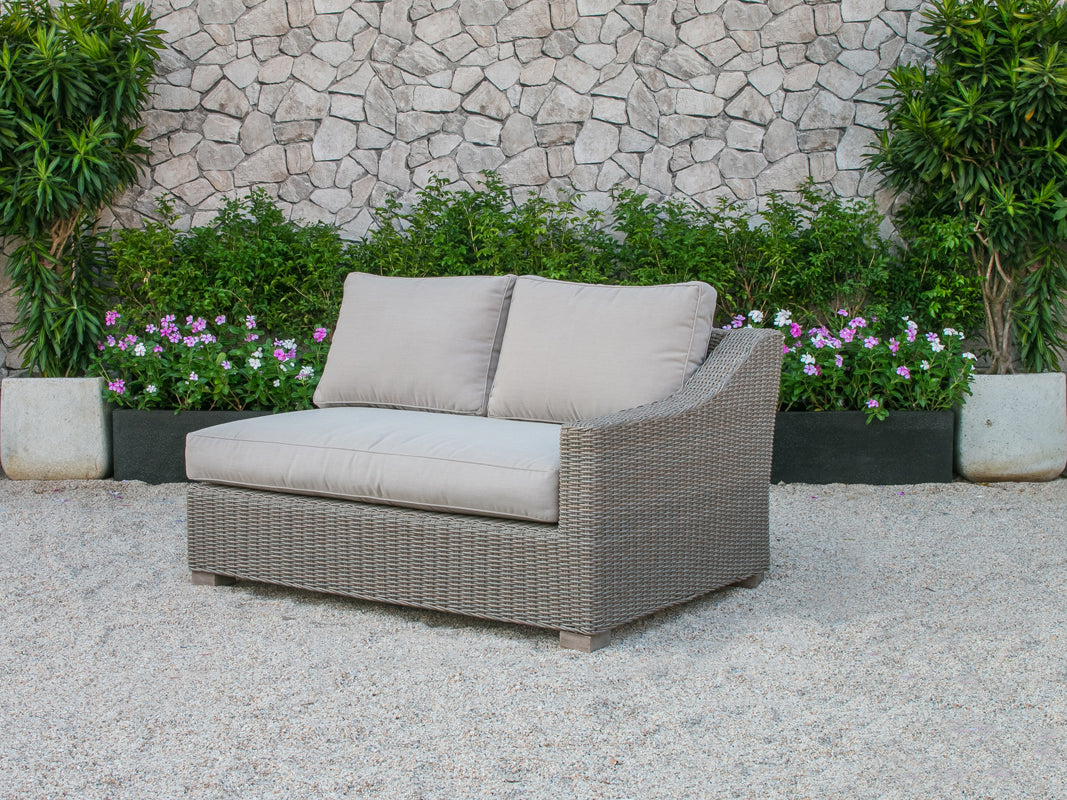 30" Aluminum Wood And Rattan Sectional Sofa Set