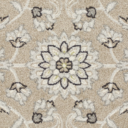 7' X 10' Gray And Ivory Floral Indoor Outdoor Area Rug