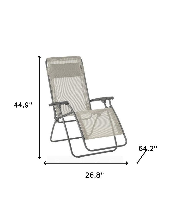 27" Beige and Gray Metal Zero Gravity Chair