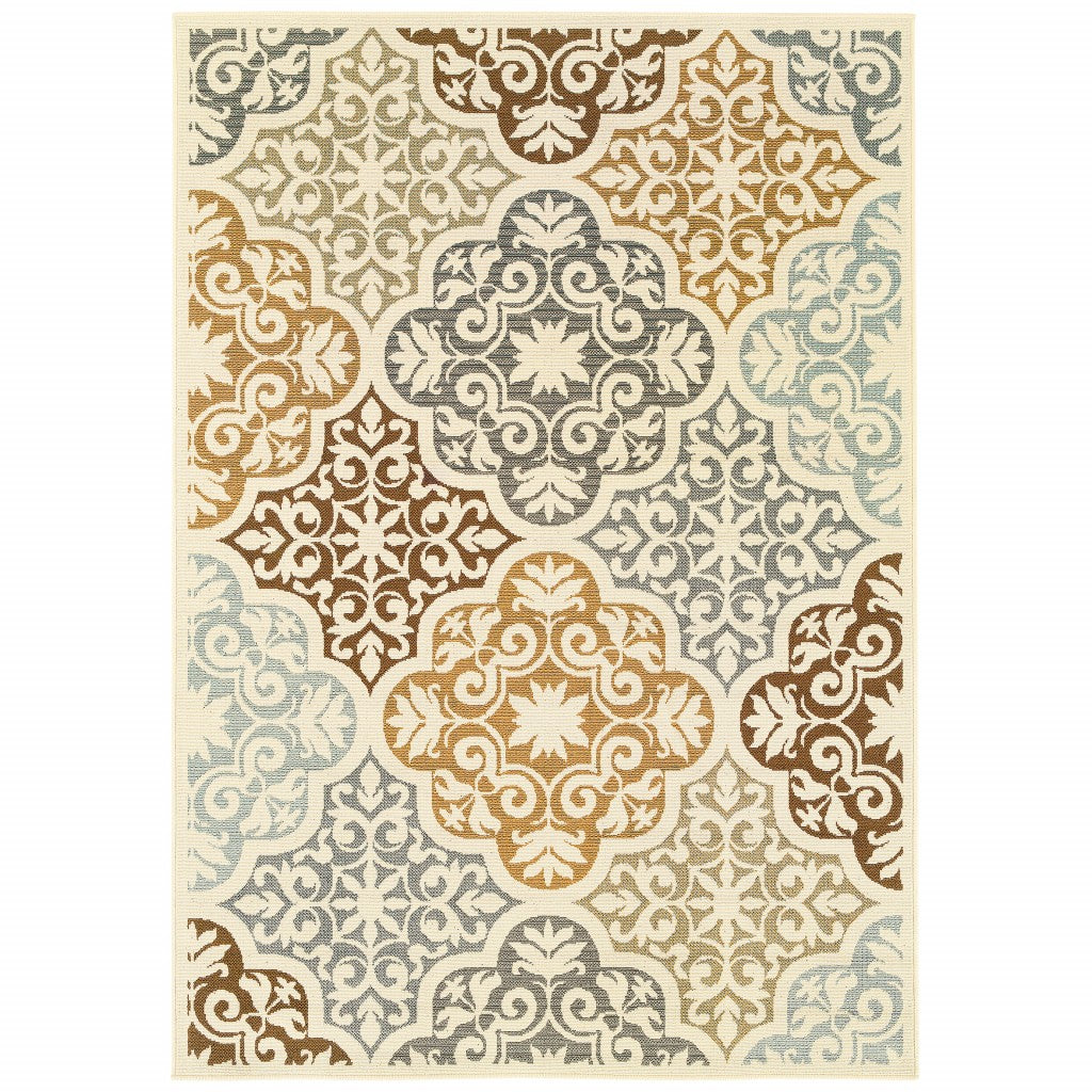 8' x 11' Gray and Ivory Moroccan Indoor Outdoor Area Rug
