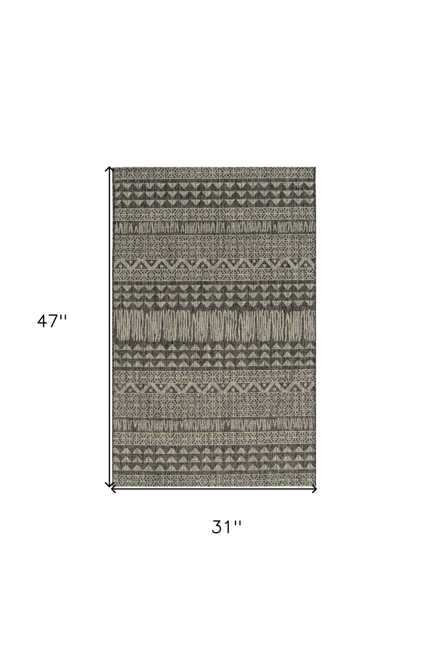 3'X4' Charcoal Machine Woven Uv Treated Tribal Indoor Outdoor Accent Rug