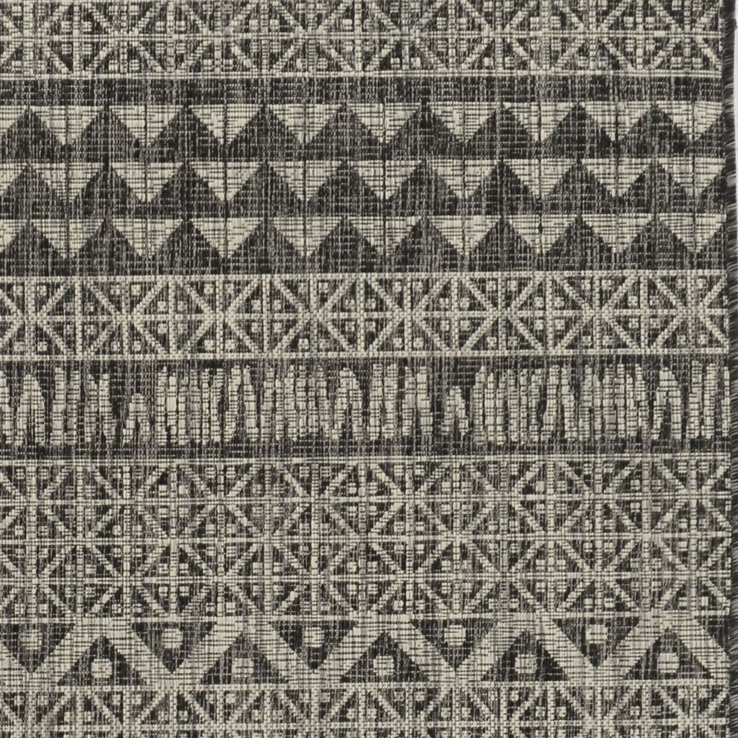 3'X4' Charcoal Machine Woven Uv Treated Tribal Indoor Outdoor Accent Rug