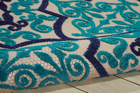 4' X 6' Blue And Ivory Moroccan Indoor Outdoor Area Rug