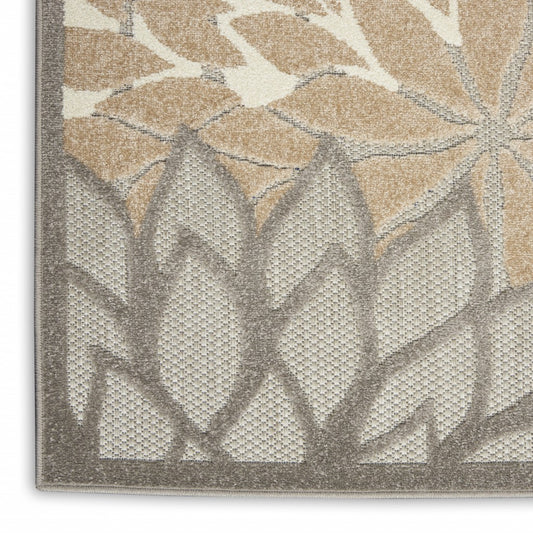 5' X 8' Gray And Ivory Indoor Outdoor Area Rug