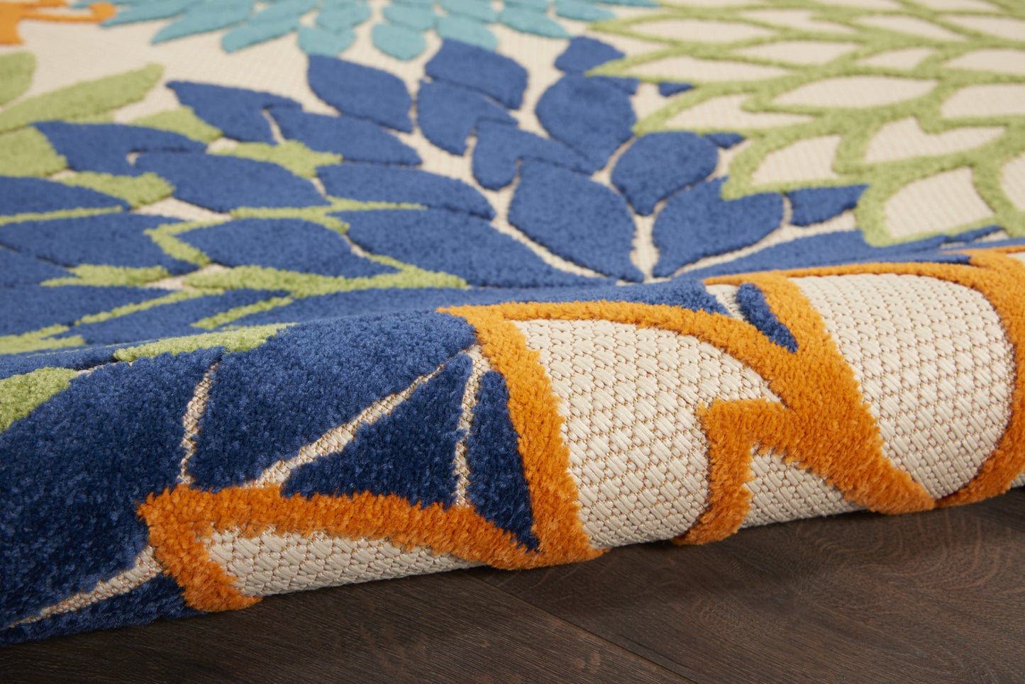 3' X 4' Ivory And Blue Floral Indoor Outdoor Area Rug