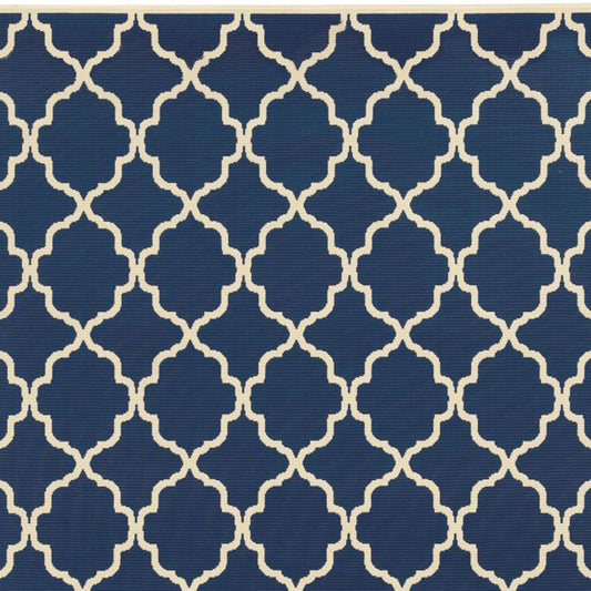 2' X 4' Blue and Ivory Indoor Outdoor Area Rug