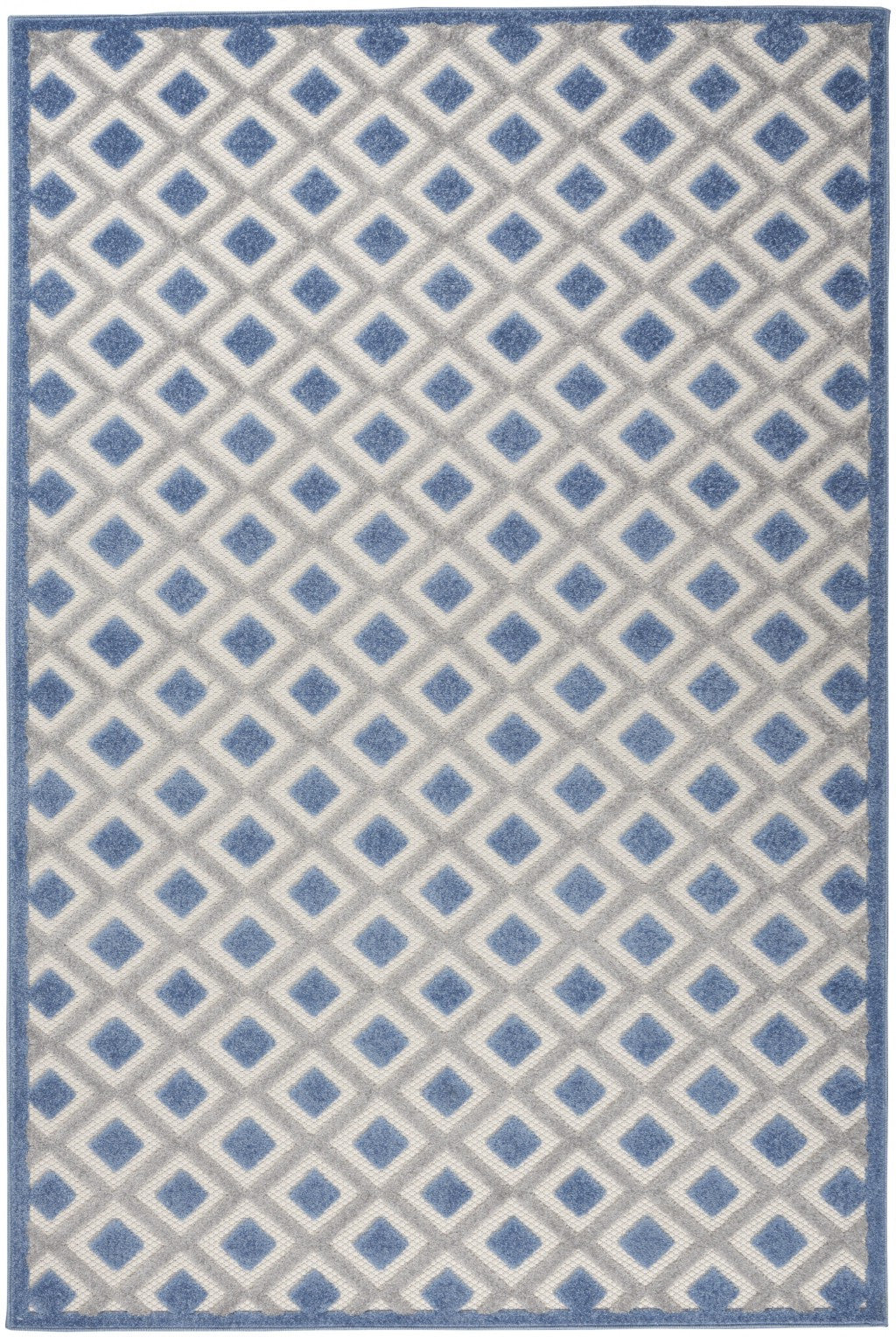 6' X 9' Blue And Gray Geometric Indoor Outdoor Area Rug