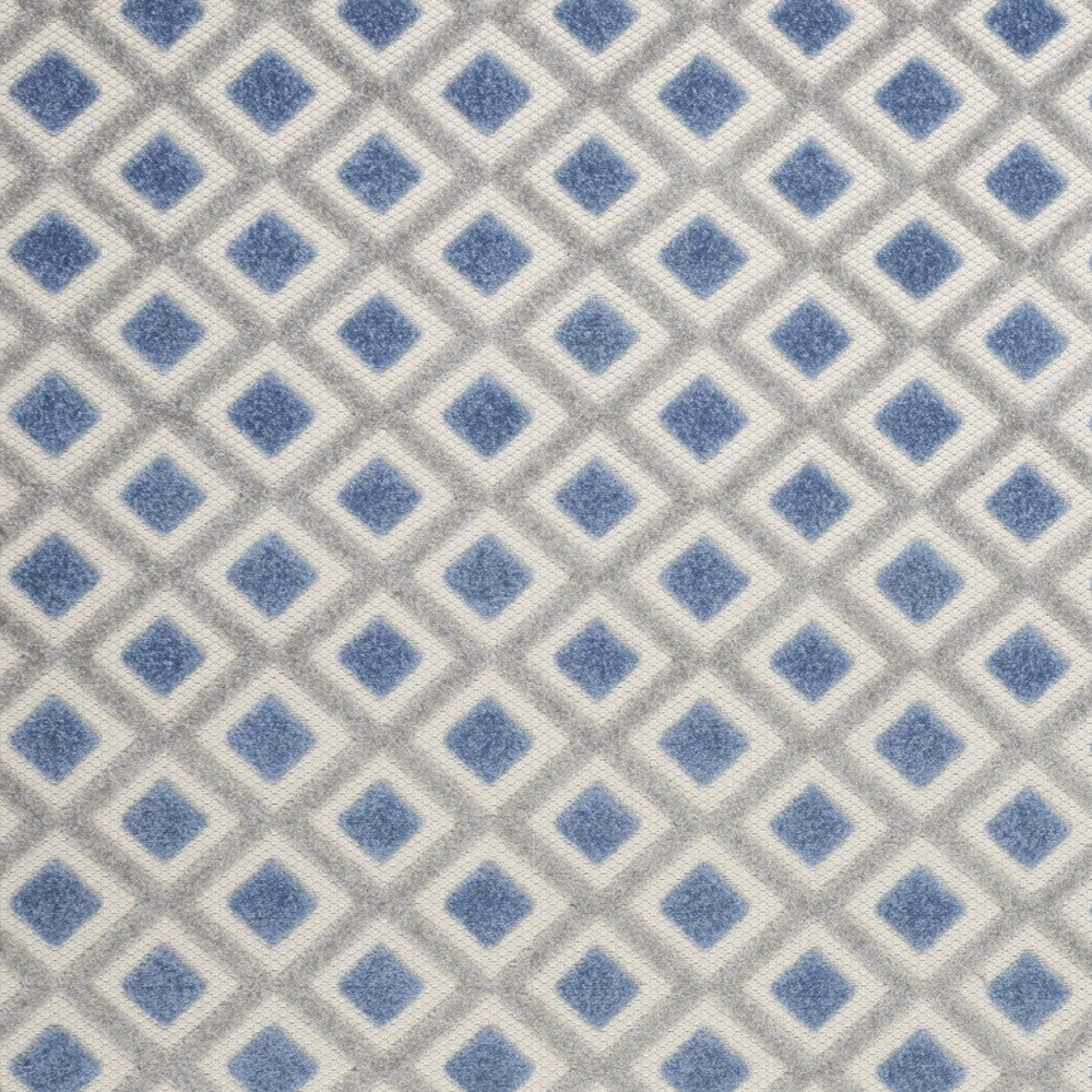 6' X 9' Blue And Gray Geometric Indoor Outdoor Area Rug