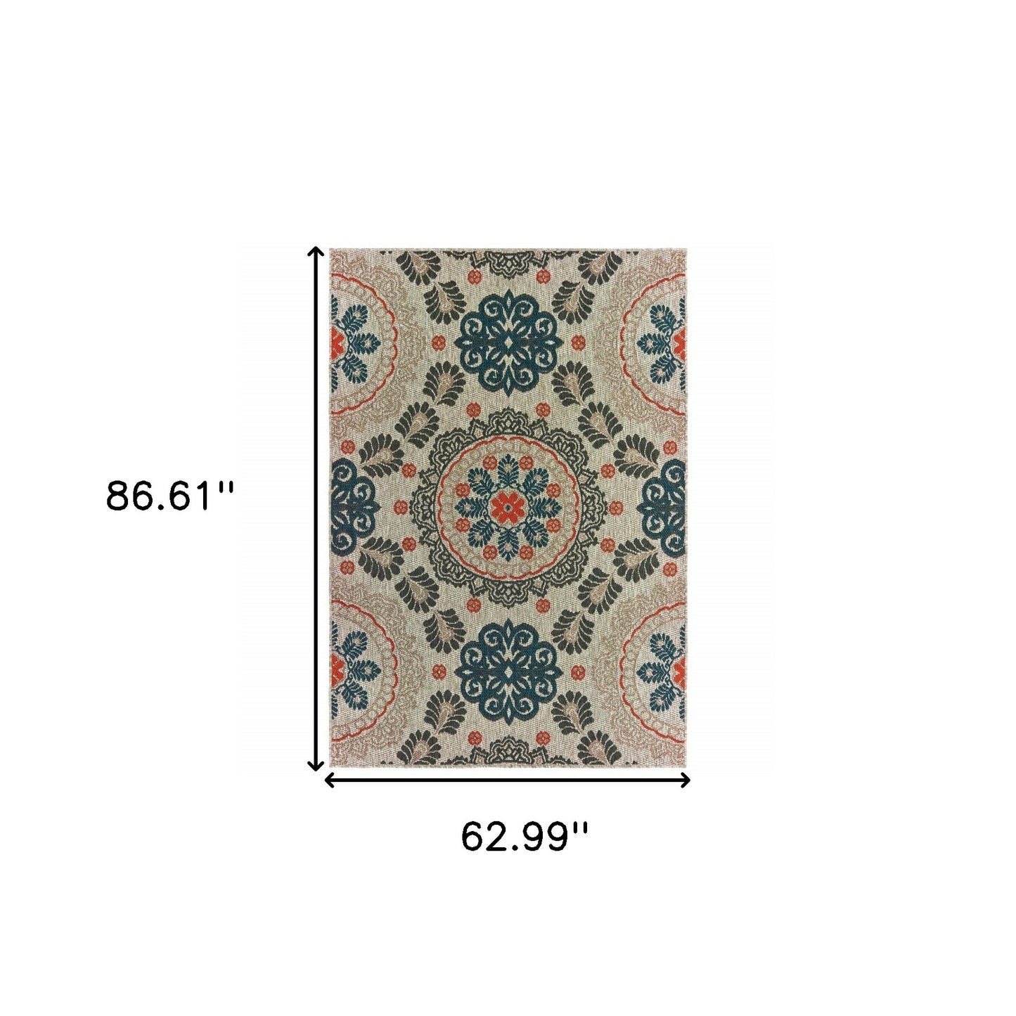 5' x 7' Blue and Gray Moroccan Indoor Outdoor Area Rug