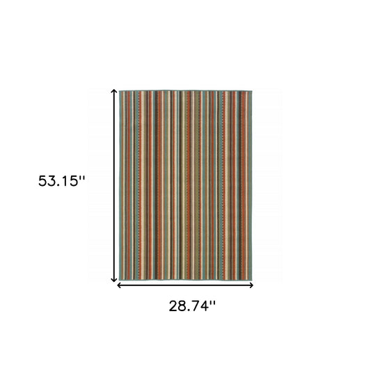 2' X 4' Green Indoor Outdoor Area Rug