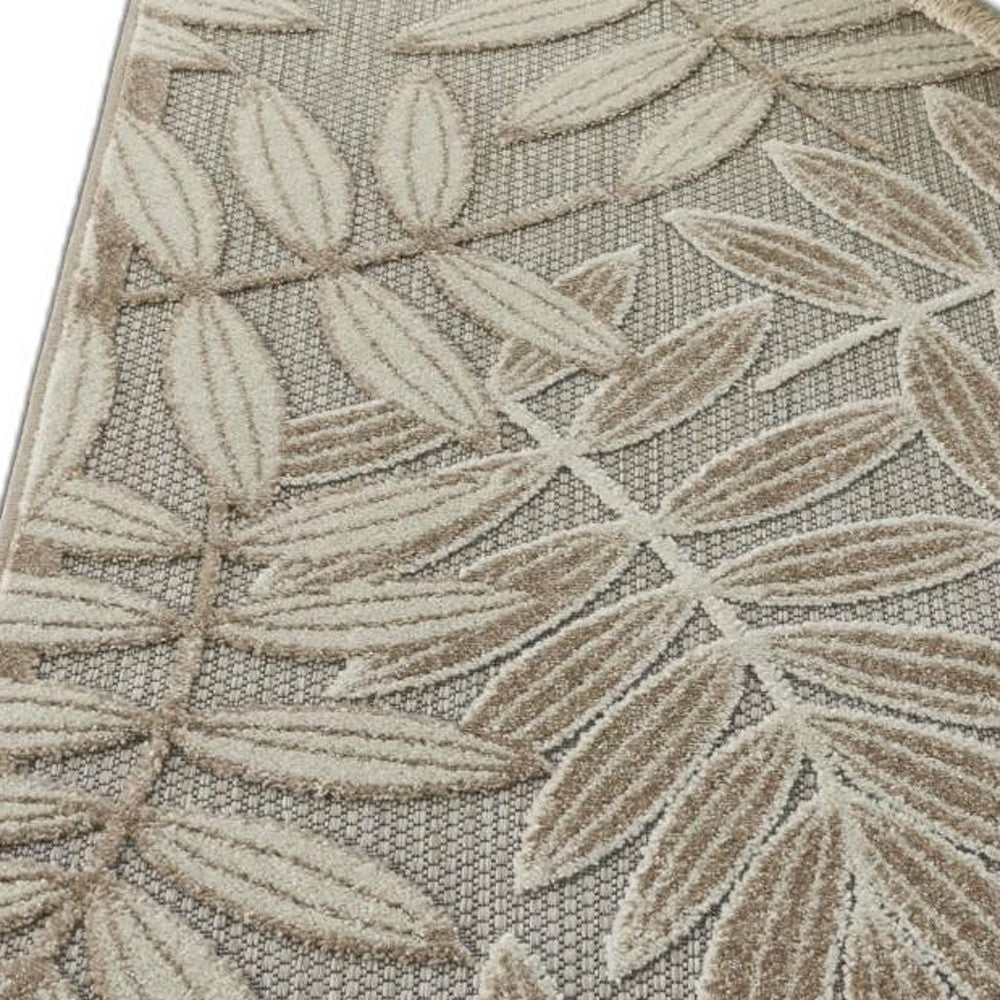 3' X 4' Gray And Ivory Floral Indoor Outdoor Area Rug