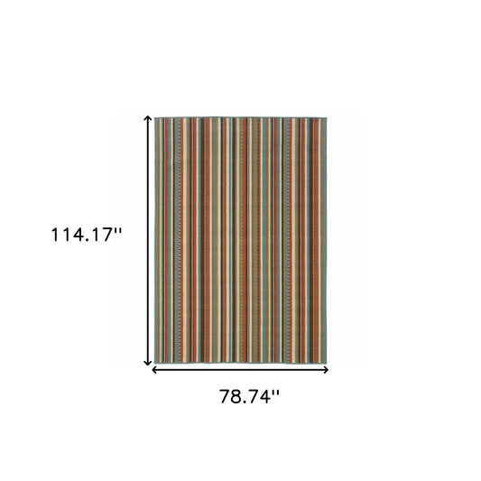 7' x 10' Green Indoor Outdoor Area Rug
