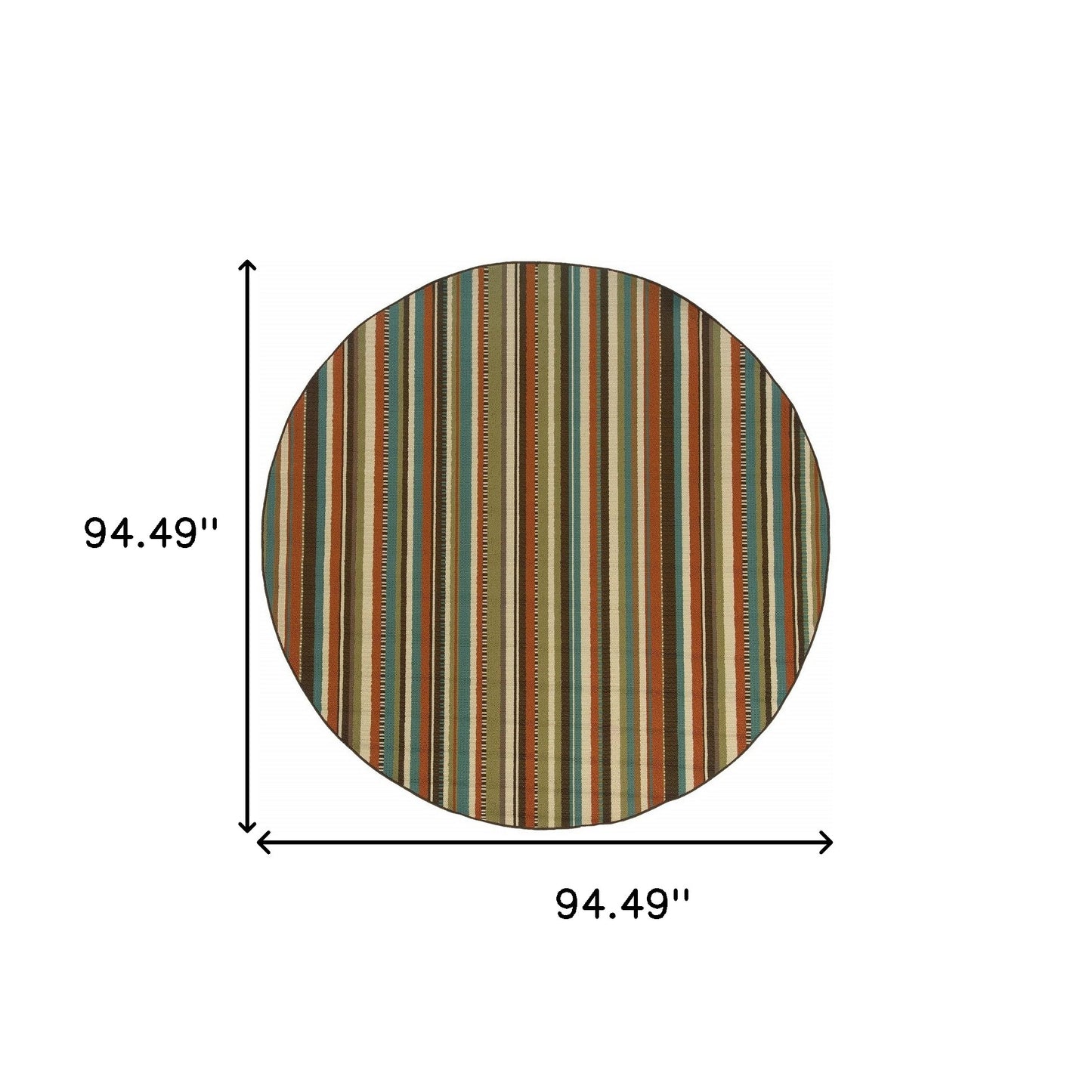 8' x 8' Green Round Indoor Outdoor Area Rug