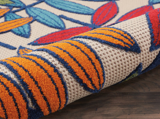 3' X 4' Ivory And Blue Floral Indoor Outdoor Area Rug