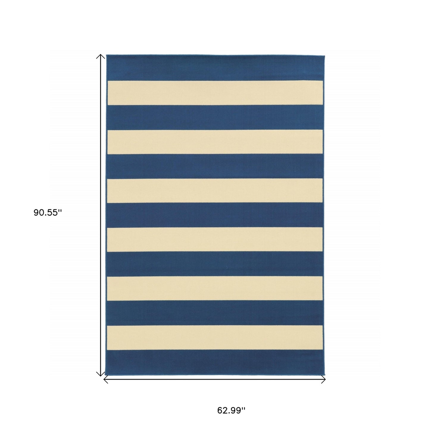 5' x 8' Blue and Ivory Indoor Outdoor Area Rug