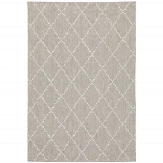 10' x 13' Gray and Ivory Indoor Outdoor Area Rug