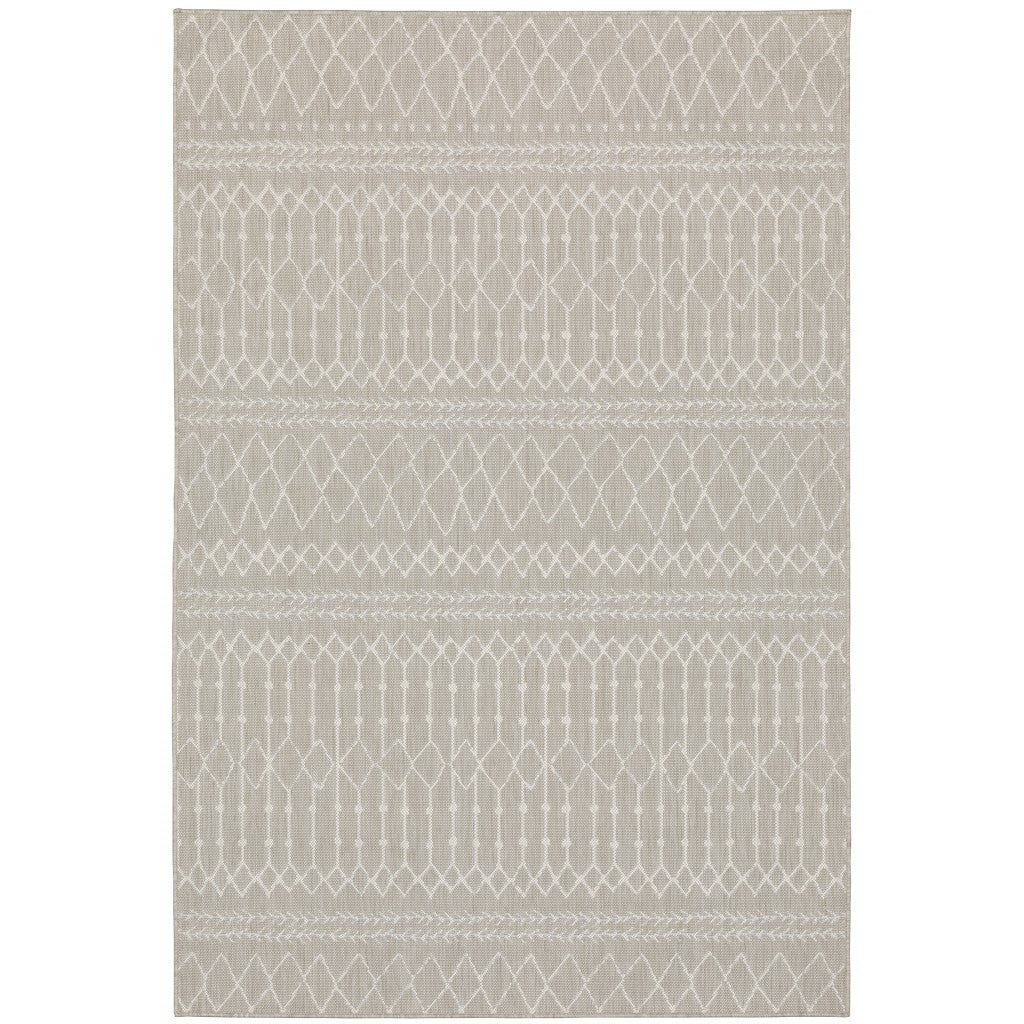 3' X 5' Gray and Ivory Indoor Outdoor Area Rug