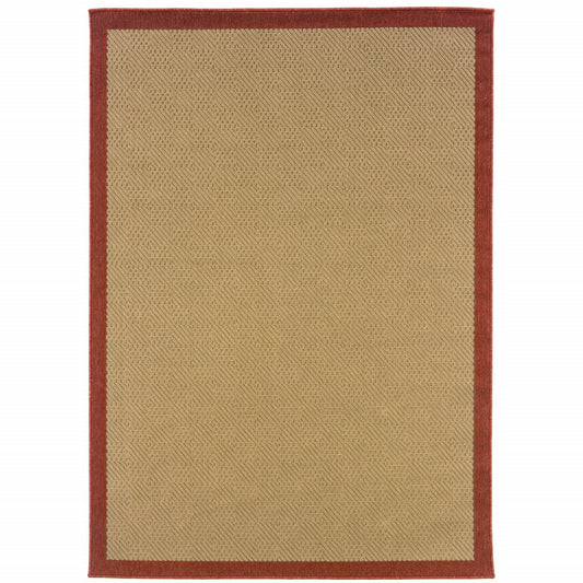 6' x 9' Beige Indoor Outdoor Area Rug