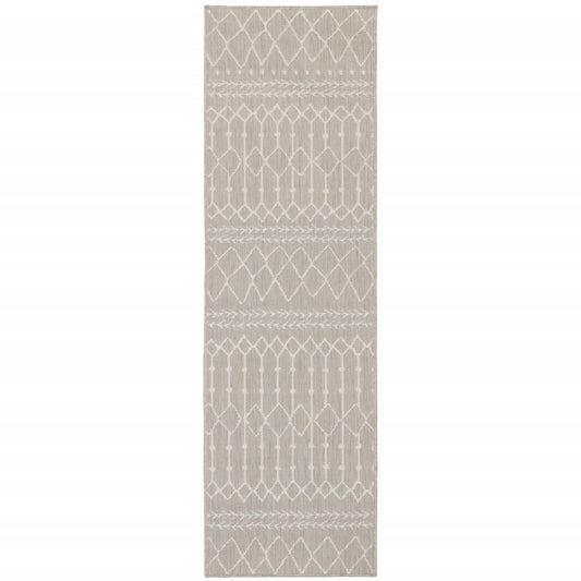 Gray and Ivory Indoor Outdoor Area Rug