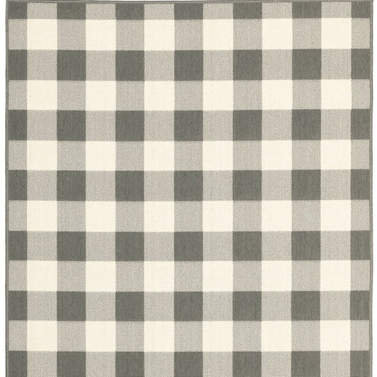 2' X 4' Gray and Ivory Indoor Outdoor Area Rug