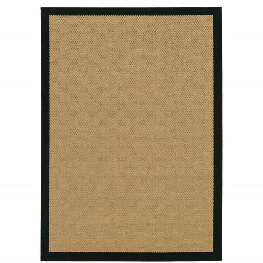 2' X 4' Beige and Black Indoor Outdoor Area Rug