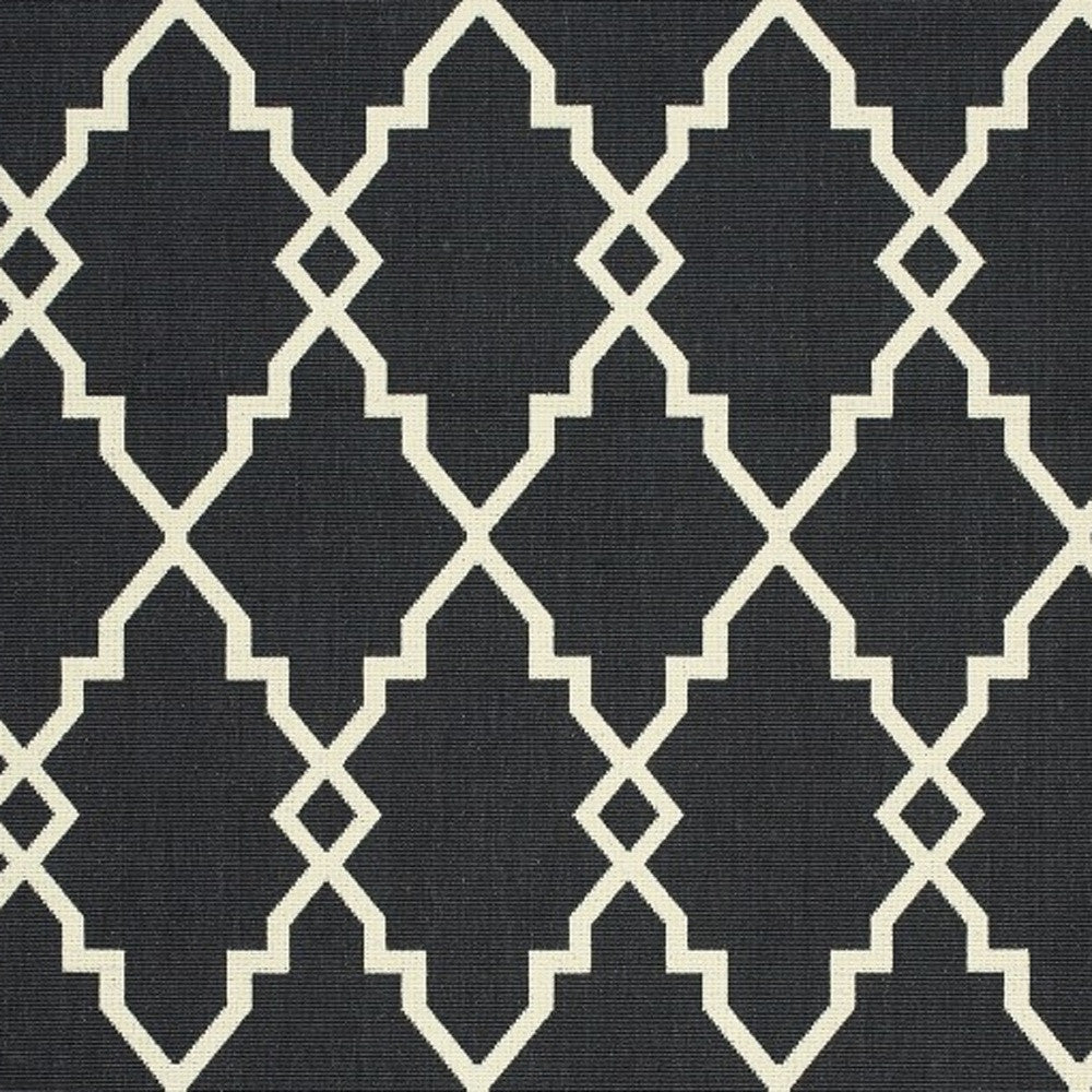 8' x 11' Black and Ivory Indoor Outdoor Area Rug