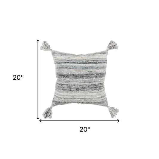 Set of Two 20" X 20" Gray Indoor Outdoor Throw Pillow Cover & Insert