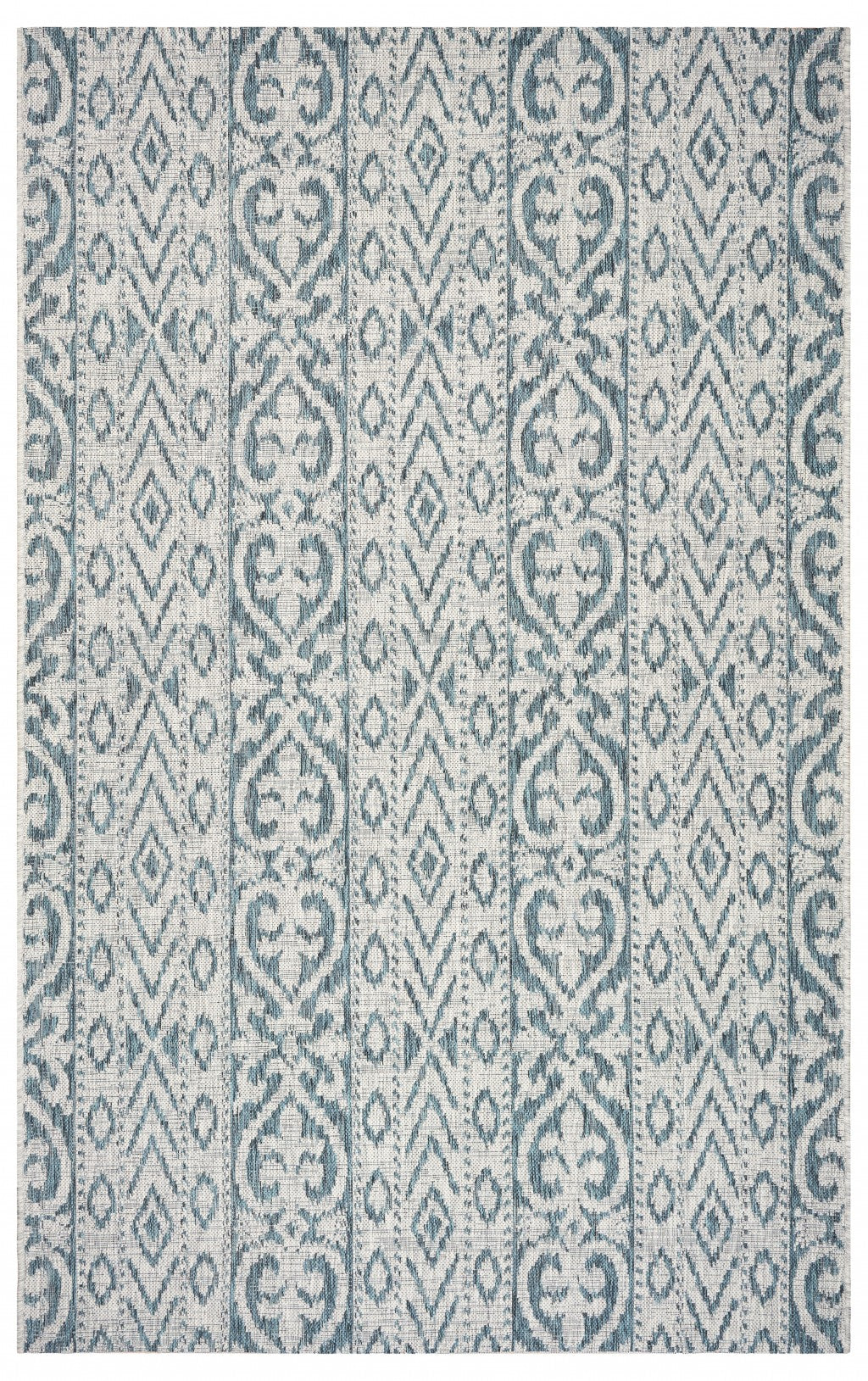 5' X 8' Blue And White Indoor Outdoor Area Rug