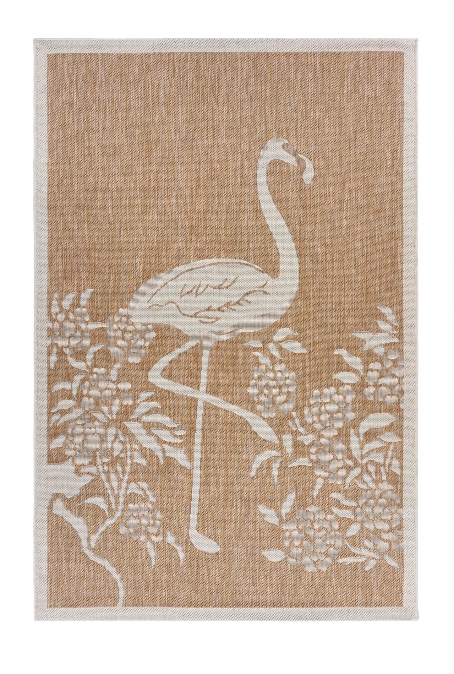 8' X 10' Beige Floral Indoor Outdoor Area Rug