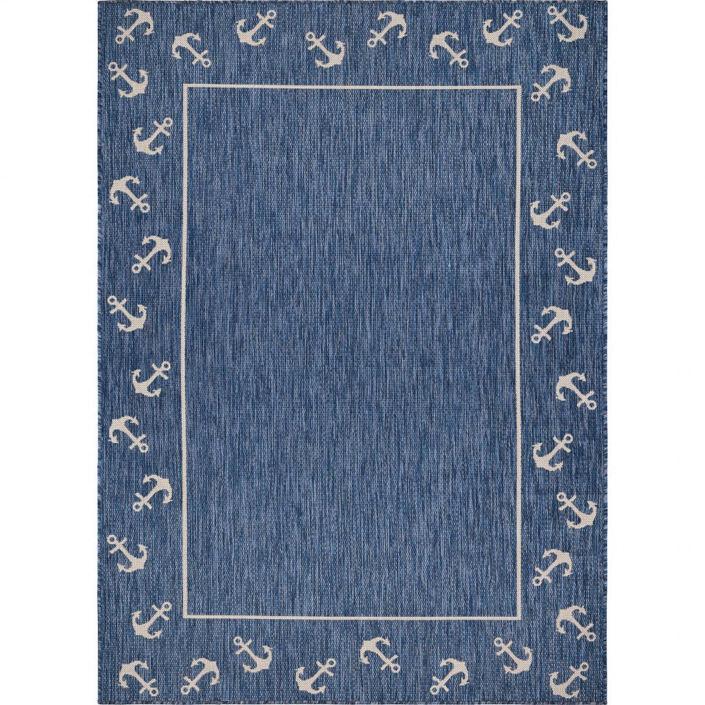 8' X 9' Blue And Gray Indoor Outdoor Area Rug